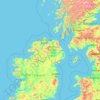 Topografische kaart Northern Ireland, hoogte, reliëf