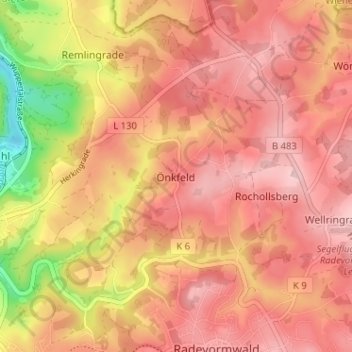 Topografische kaart Önkfeld, hoogte, reliëf