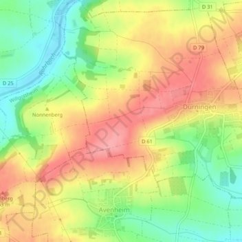 Topografische kaart Eselweg, hoogte, reliëf