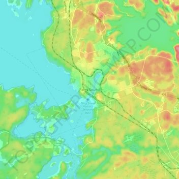 Topografische kaart Parry Sound, hoogte, reliëf