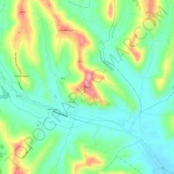 Topografische kaart Rinco, hoogte, reliëf