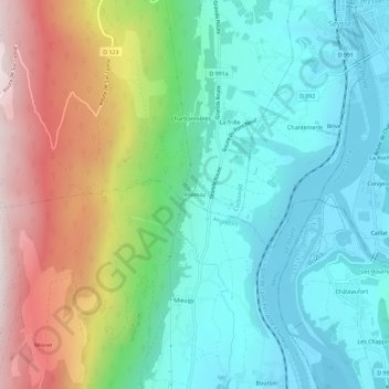 Topografische kaart Rhémoz, hoogte, reliëf