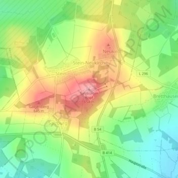 Topografische kaart Salzburger Kopf, hoogte, reliëf