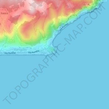 Topografische kaart Punta Crena, hoogte, reliëf