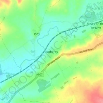 Topografische kaart Rotherby, hoogte, reliëf