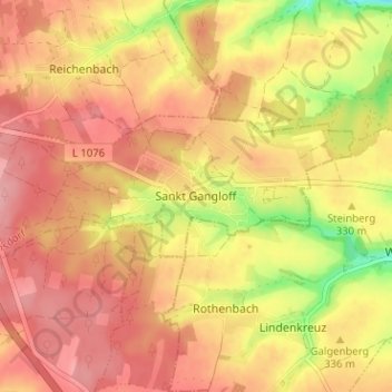 Topografische kaart Sankt Gangloff, hoogte, reliëf
