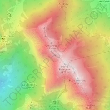 Topografische kaart Punta Manzoni, hoogte, reliëf