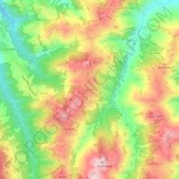 Topografische kaart Colledoro, hoogte, reliëf