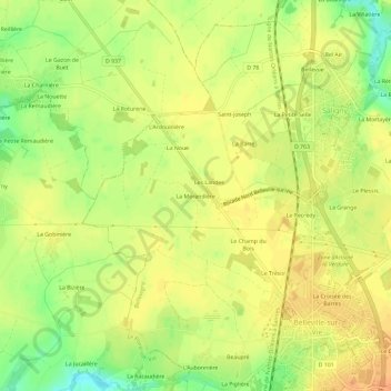 Topografische kaart La Morandière, hoogte, reliëf