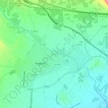 Topografische kaart La Cruz, hoogte, reliëf