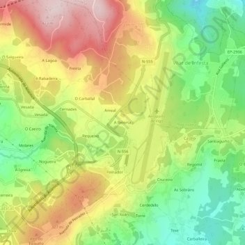Topografische kaart A Retorta, hoogte, reliëf