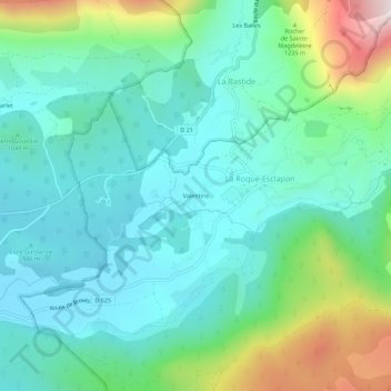 Topografische kaart Valentins, hoogte, reliëf
