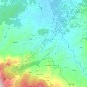 Topografische kaart Santo André, hoogte, reliëf