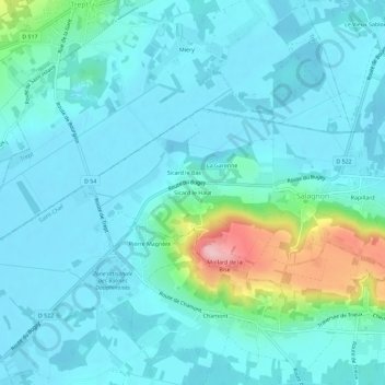 Topografische kaart Sicard le Haut, hoogte, reliëf
