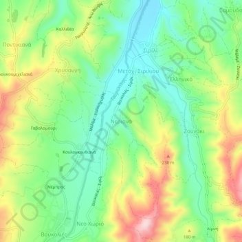 Topografische kaart Neriana, hoogte, reliëf