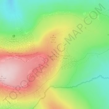 Topografische kaart Black Dub, hoogte, reliëf