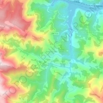 Topografische kaart Vale de Vila, hoogte, reliëf