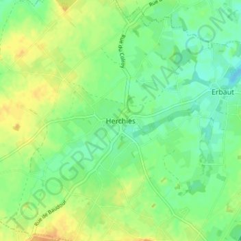 Topografische kaart Herchies, hoogte, reliëf
