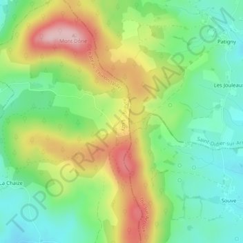 Topografische kaart La Gagère, hoogte, reliëf