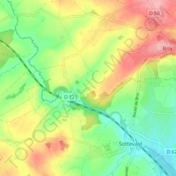 Topografische kaart Ragonde, hoogte, reliëf