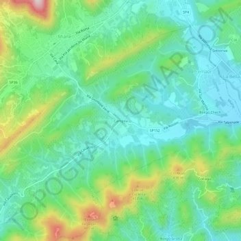 Topografische kaart Campea, hoogte, reliëf
