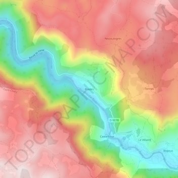Topografische kaart Prades, hoogte, reliëf