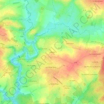 Topografische kaart La Braire, hoogte, reliëf