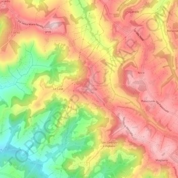 Topografische kaart Marcialla, hoogte, reliëf