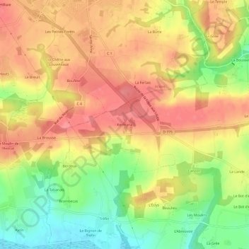 Topografische kaart Kermaria, hoogte, reliëf