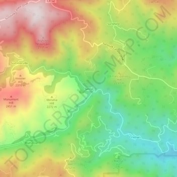 Topografische kaart Salina, hoogte, reliëf