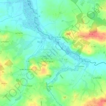 Topografische kaart Lotissement du Verger, hoogte, reliëf