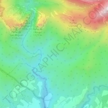 Topografische kaart Los Carneros, hoogte, reliëf