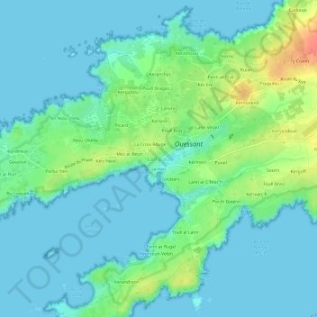 Topografische kaart Lampaul, hoogte, reliëf