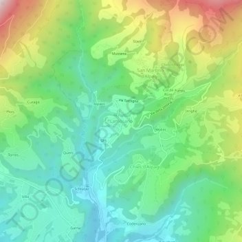 Topografische kaart Lamosano, hoogte, reliëf