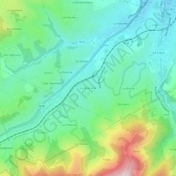 Topografische kaart La Brocharie, hoogte, reliëf
