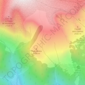 Topografische kaart la Tossa, hoogte, reliëf