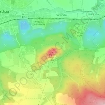 Topografische kaart Monte Kaolino, hoogte, reliëf