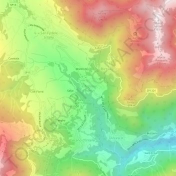 Topografische kaart Castiglione d'Intelvi, hoogte, reliëf