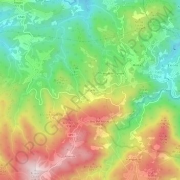 Topografische kaart La Carta, hoogte, reliëf