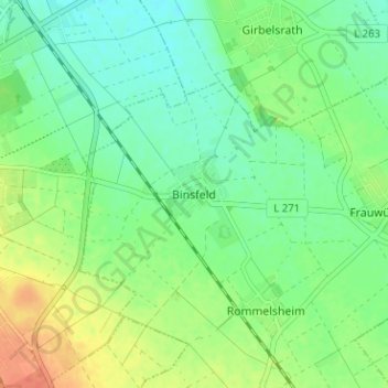 Topografische kaart Binsfeld, hoogte, reliëf