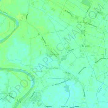 Topografische kaart Coriano, hoogte, reliëf