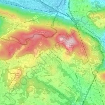 Topografische kaart Cavallasca, hoogte, reliëf