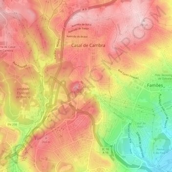 Topografische kaart A-da-Beja, hoogte, reliëf