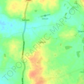 Topografische kaart Upton, hoogte, reliëf