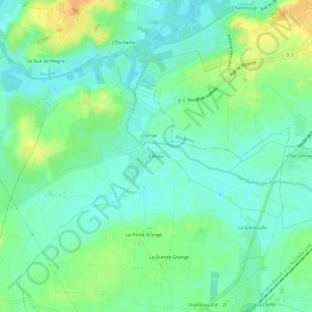 Topografische kaart L'Illeau, hoogte, reliëf