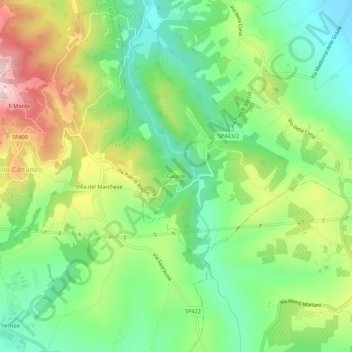 Topografische kaart Gaglioli, hoogte, reliëf