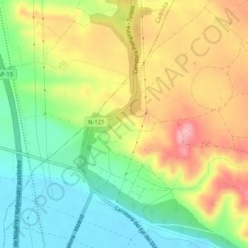 Topografische kaart El Almendrón, hoogte, reliëf