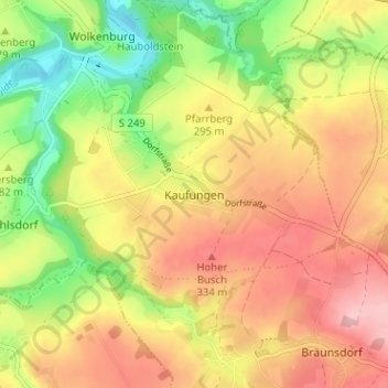Topografische kaart Kaufungen, hoogte, reliëf