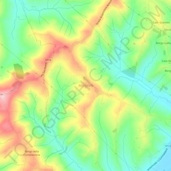 Topografische kaart Roncitelli, hoogte, reliëf
