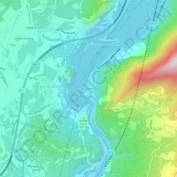 Topografische kaart Ceraino, hoogte, reliëf